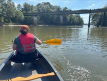 Photo of student kayaking