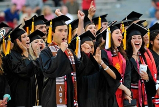 photo of grads in caps and gowns