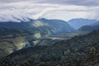 mountains with clouds - painting