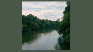 graphic with photo of river, trees, day