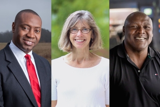 headshots of three people, two men, one woman 