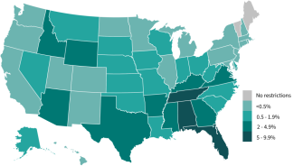 map graphic with multicolored states