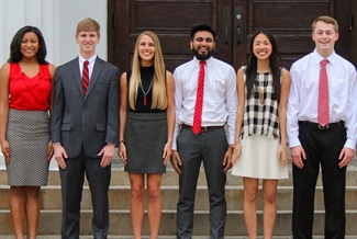 students in front of the Chapel