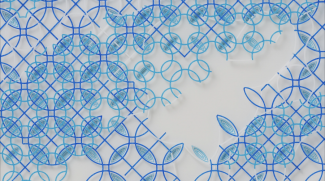 photo of blue geometric pattern drawing