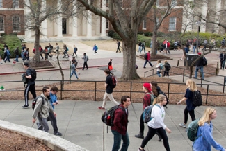 photo of students walking campus