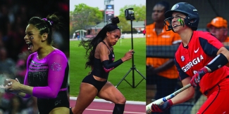 collage of three photos of women athletes