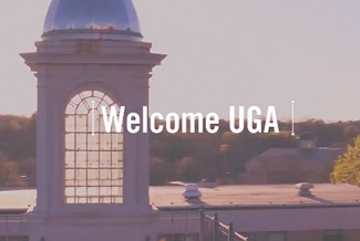 photo of cupola with welcome graphic