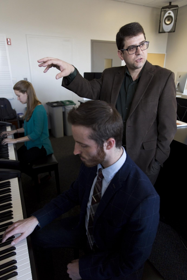 Dr. Peter Jutras in the piano studio, Hugh Hodgson School of Music