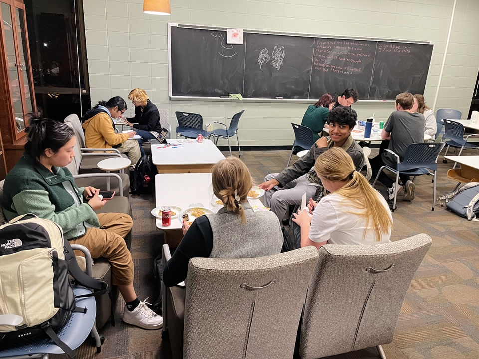 Mathematics students in The Matrix student lounge, at the Nov. 16 Give Thanks event