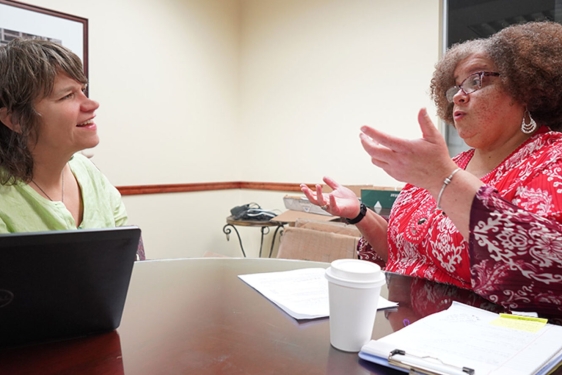 photo of two women in office