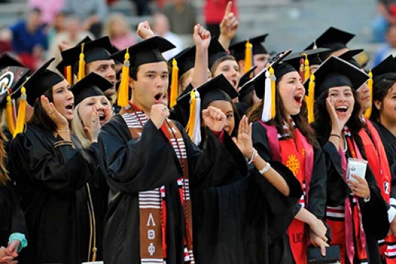 photo of grads in caps and gowns