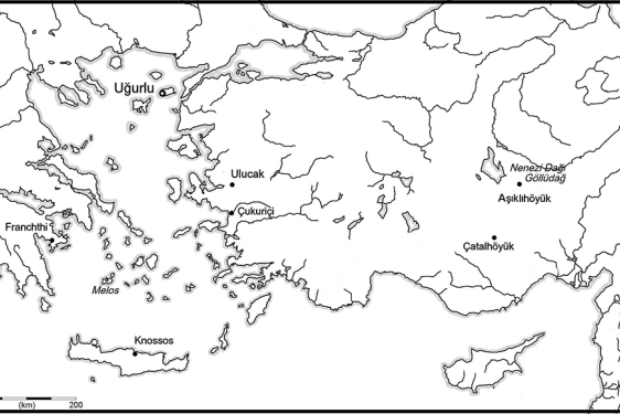 black and white outline map of Asia minor 