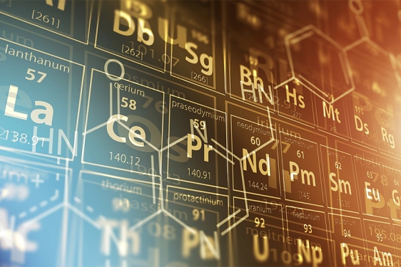 graphic of the periodic table with color gradient