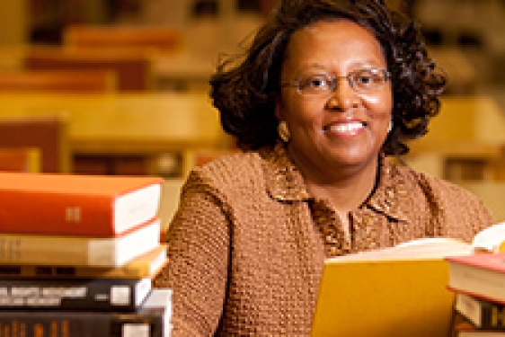 woman with books