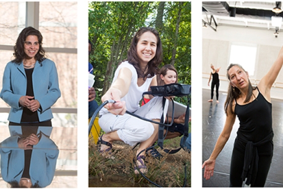 women in classroom, dancing, outdoors