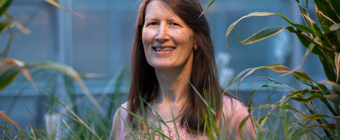 photo of woman in greenhouse, with plants