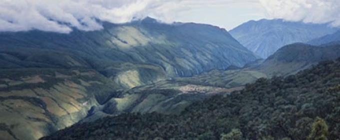 mountains with clouds - painting