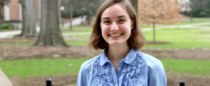 photo of woman, campus scene