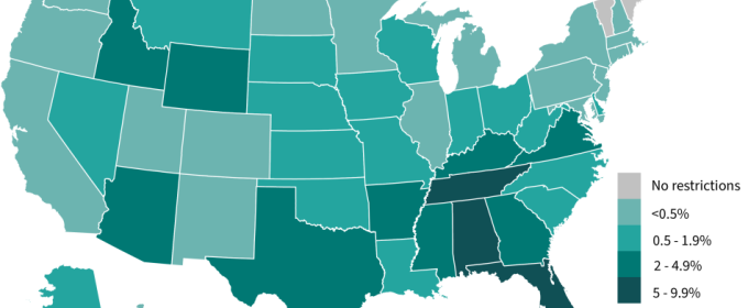 map graphic with multicolored states