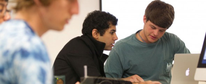 students in class, with laptop