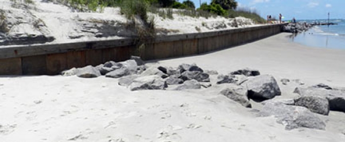 seawall with beach