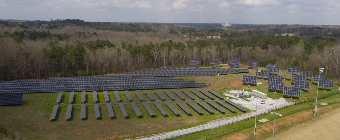 aerial photo of solar array