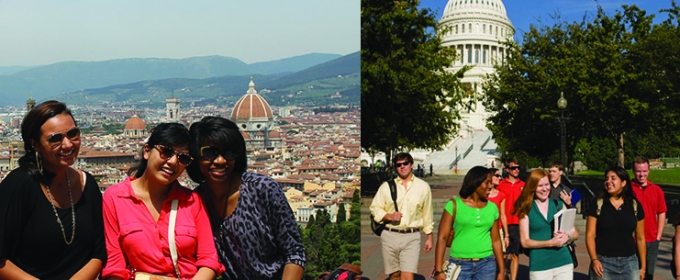 photo collage of Florence and Washington DC with students